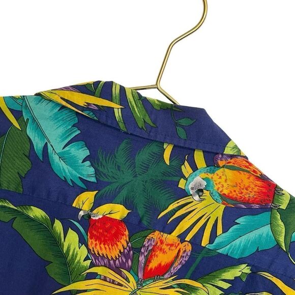 Vintage Styled By RJC Made in Hawaii Tropical Parrot Cotton Button Down Large - Picture 6 of 7